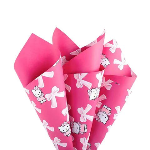 Cross-border foreign trade explosion kitten bow flower wrapping paper flower packaging waterproof floral packaging material