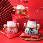 4.5 inch Lucky Cat Cute Cartoon Piggy Bank Ceramic Gift Printing Home Decoration Customer Wholesale Shipping