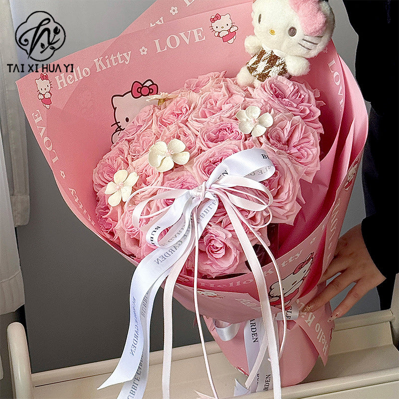 520 new products hello Kitty handmade bouquet wrapping paper handmade DIY flower decoration wrapping paper flower shop materials Secondary image