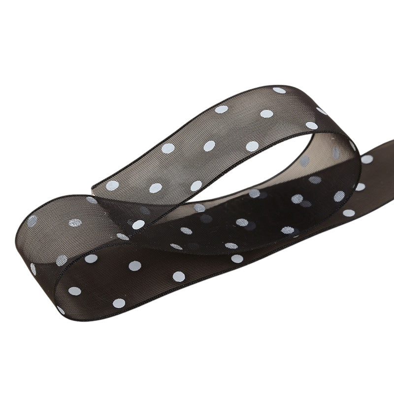 Spot 2.5cm star yarn with flower packaging ribbon polka dot snow yarn webbing bouquet bow ribbon