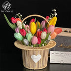 Reinforced integrated handle straw hat top hat flower basket flower arrangement basket fresh bouquet packaging DIY handmade floral materials