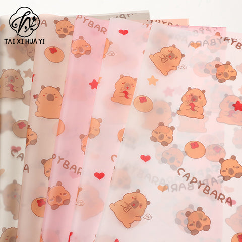 Cartoon pattern love kaka flower bouquet wrapping paper kapibara translucent neon paper gift wrapping paper