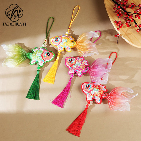 Guochao Dragon Boat Festival Goldfish Koi Sachet Pendant Embroidered Tassel Sachet Portable Pendant Purse Activity Small Gifts