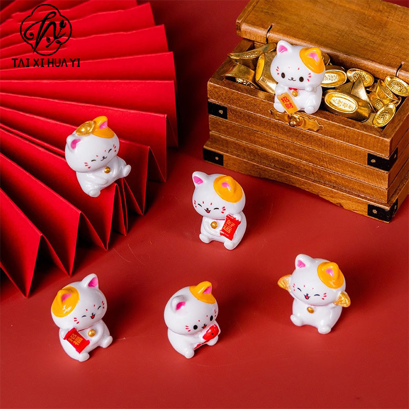 Lucky Cat Ceramic Home Ornament Creative Japanese-style Fortune Cat Small Pocket Store Opening Event Gift Wholesale รูปสินค้าหลัก