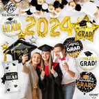Cross-border hot-selling 18-inch graduation season aluminum foil balloons, round five-pointed star graduation hats, aluminum foil balloon venue decoration
