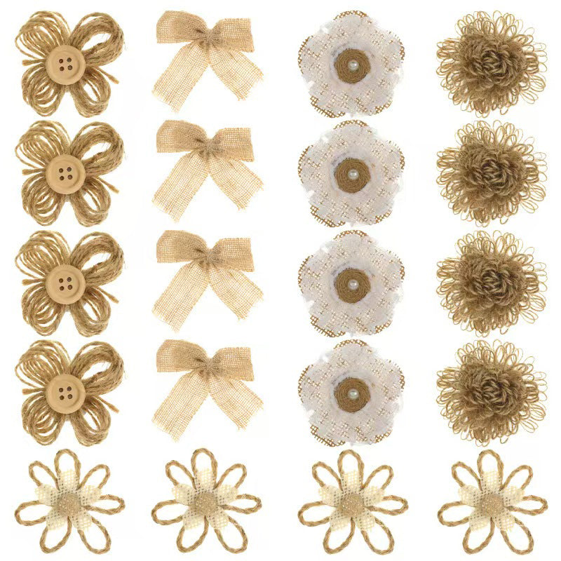 Burlap Fabric Rose Flowers Wedding Jute Linen Fabric Handmade Eco-friendly DIY Crafts Accessory Decor