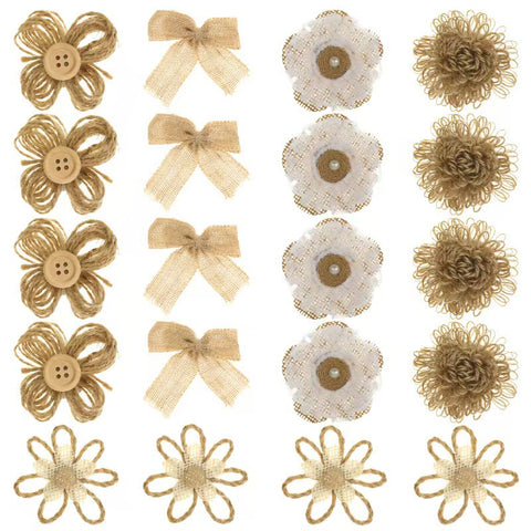 Burlap Fabric Rose Flowers Wedding Jute Linen Fabric Handmade Eco-friendly DIY Crafts Accessory Decor