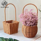 Gift box woven flower basket handmade straw basket outdoor camping home decoration teacher's day gift box