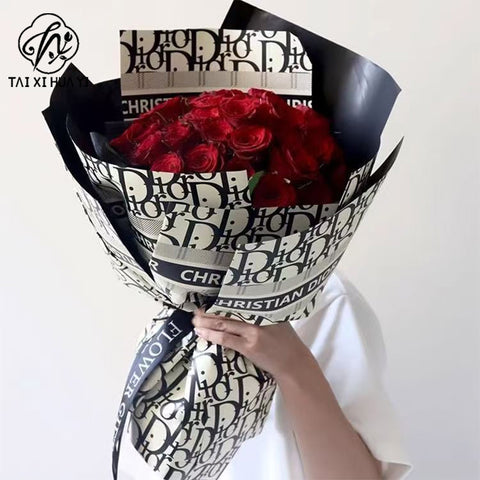New Hera light luxury paper series flower wrapping paper red bouquet thousand bird grid thickened waterproof bag flower paper material