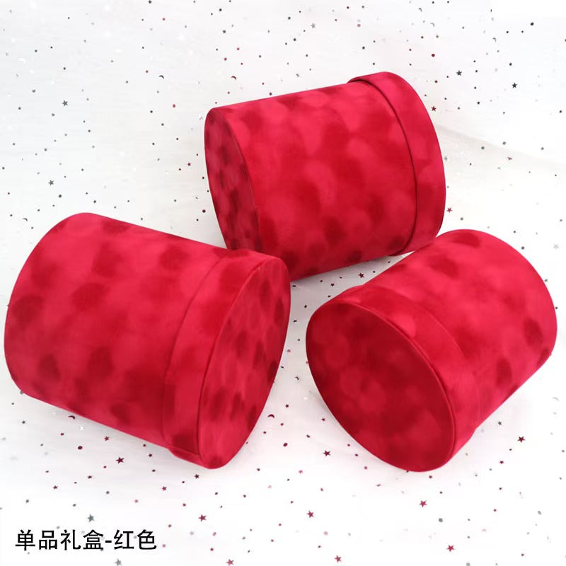 Factory Direct Sales Modern Luxury Wedding Gift Box Cylinder Velvet Flower Bucket Three-Piece Hug Bucket Cardboard + Velvet