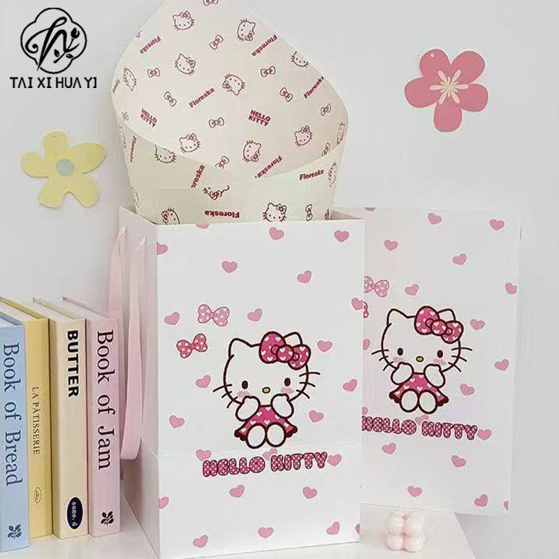 Zhuo Qixi Festival new product hello kitty flower tote bag ice cream bucket special tote bag packing bag รูปสินค้าหลัก