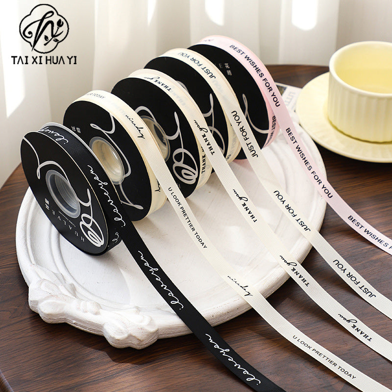 ins style English ribbed belt 1.5cm ribbon bow bouquet baking cake size 45 floral packaging ribbon