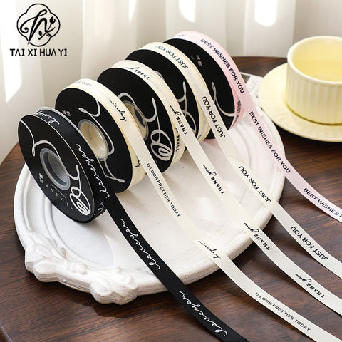 ins style English ribbed belt 1.5cm ribbon bow bouquet baking cake size 45 floral packaging ribbon