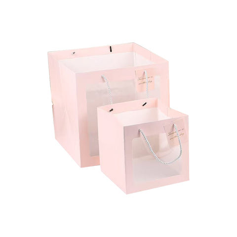 Recyclable Eco-friendly Art Gift Bags Clear PVC Window Paper Box for Flowers Dolls Toys Christmas Thank You Presents
