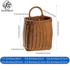 Japanese style rattan kitchen ginger and garlic storage basket kitchen utensils hanging basket indoor small items storage wall hanging basket portable small flower basket