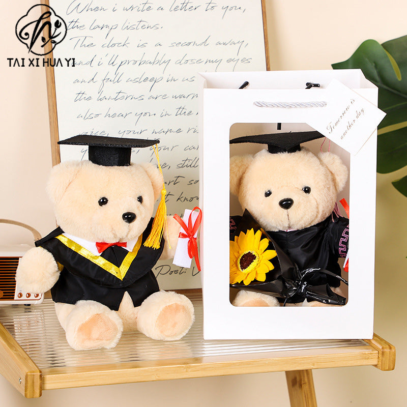 Dr. Bear doll bachelor suit teddy bear doll school gift plush toy graduation season gift bear