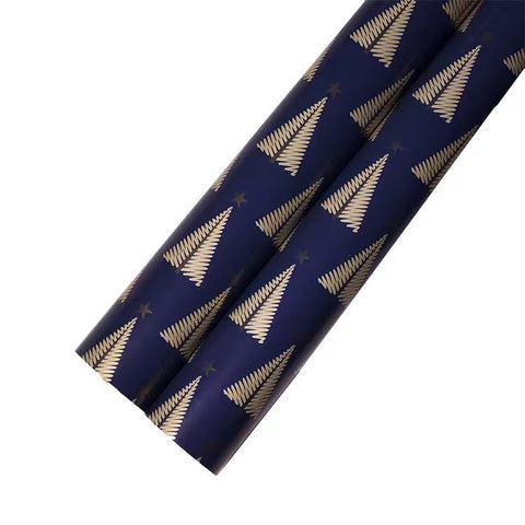 Dark Blue Eco-Friendly Paper Christmas Gift Wrapping UV Coating Offset Printing for Holiday Decorations Gift Set