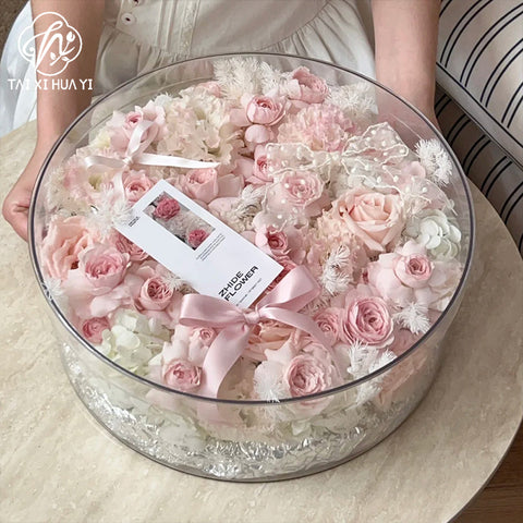 New large-capacity PET fruit flower box food grade round waterproof transparent flower fruit flower arrangement gift box empty box
