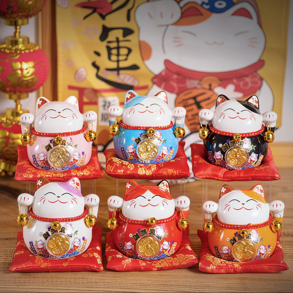 4.5 inch Lucky Cat Cute Cartoon Piggy Bank Ceramic Gift Printing Home Decoration Customer Wholesale Shipping Main image