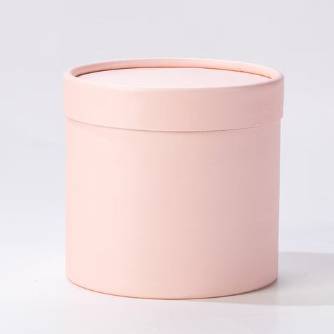 Very Popular Modern Luxury Hug Bucket Small Pure White Pink Recyclable Handmade Vanishing Cardboard Cylinder Flower Box for