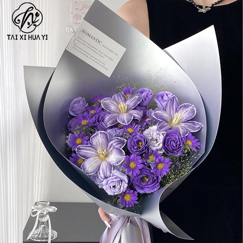 Valentine's Day silver stiff paper, high-end thickened double-sided matte silver modeling paper, silver cardboard bag flower material