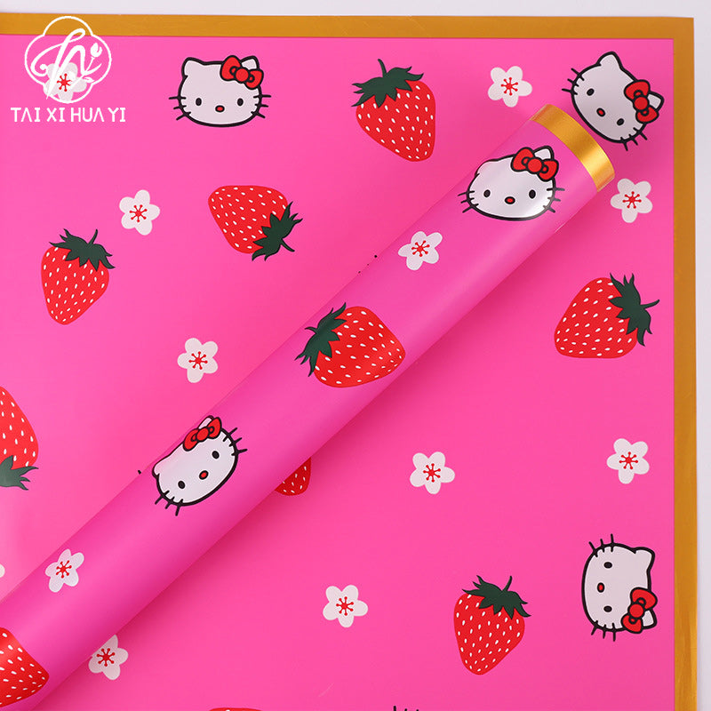 Childlike cute bouquet wrapping paper Ouya paper strawberry bouquet packaging waterproof flower shop floral supplies