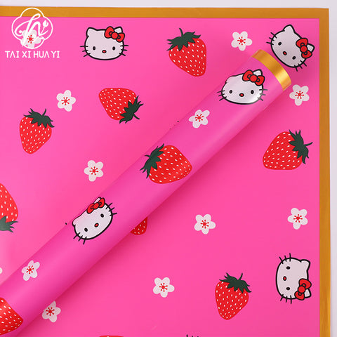 Childlike cute bouquet wrapping paper Ouya paper strawberry bouquet packaging waterproof flower shop floral supplies