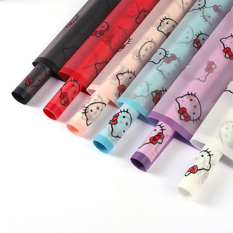 Cartoon magic edge bow cat cat head cat kt matte translucent paper bouquet wrapping paper waterproof floral packaging