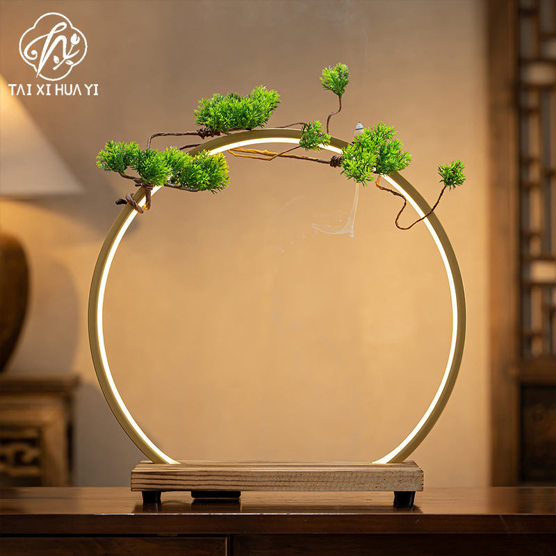 New Chinese LED lamp ring living room creative ornament Gundam background light gift home decoration flowing water ornament