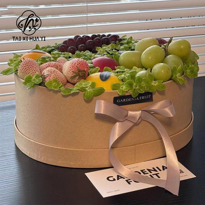 Dragon Boat Festival primary color kraft paper box flower bouquet flower arrangement box Dragon Boat Festival floral fruit box empty box simple flower shop packaging รูปสินค้ารอง