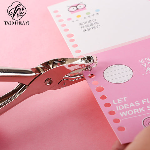 Hand-held hole punch, single-hole bean punching pliers 6mm round aperture, paper file, hand account, office stationery hole punching machine