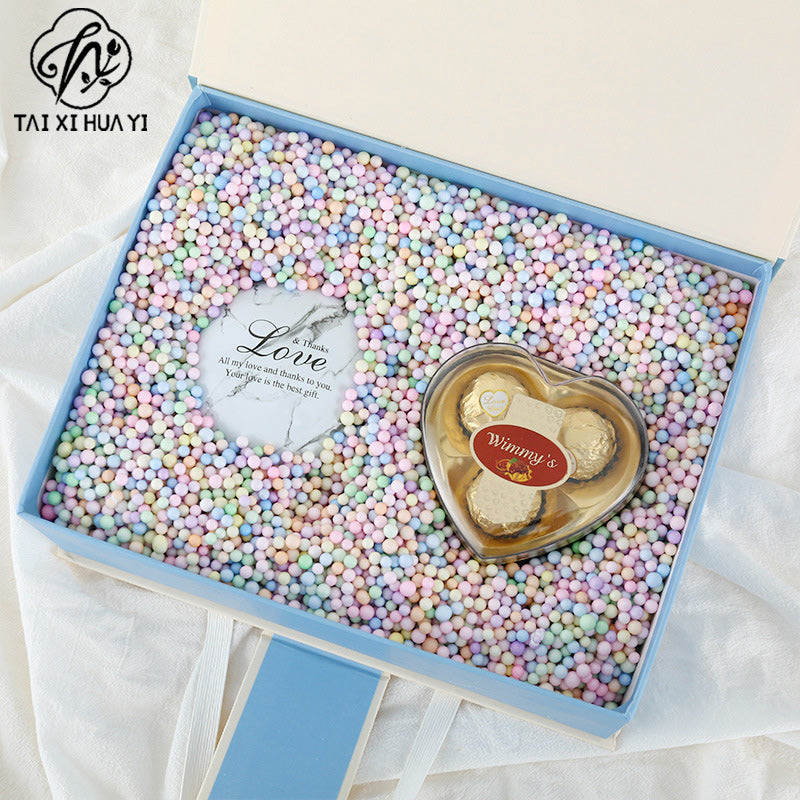 10G Internet celebrity gift box Girls Heart Birthday Foam Ball Slime Filled Granular Colorful Macaron Foam Ball