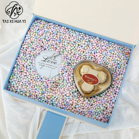 10G Internet celebrity gift box Girls Heart Birthday Foam Ball Slime Filled Granular Colorful Macaron Foam Ball