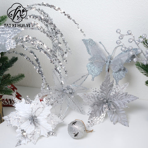 Influencer-approved christmas firework sticks, christmas decorations, glitter sprigs, glitter floral arrangement materials, diy floral accessories & supplies