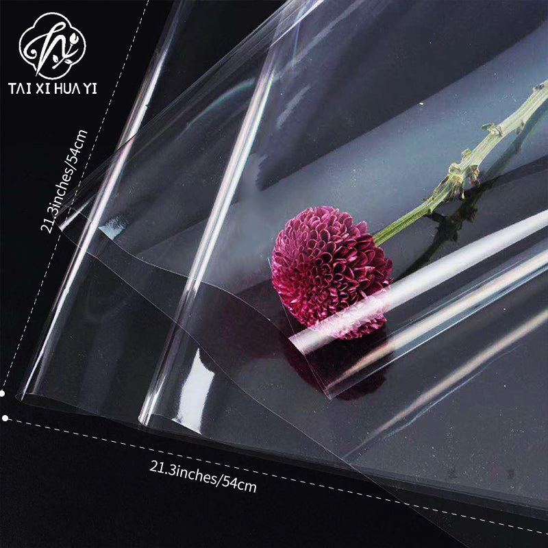 Fresh flower wrapping paper, fully transparent cellophane, 50 sheets, plastic paper, waterproof paper, flower wrapping paper, bouquet paper
