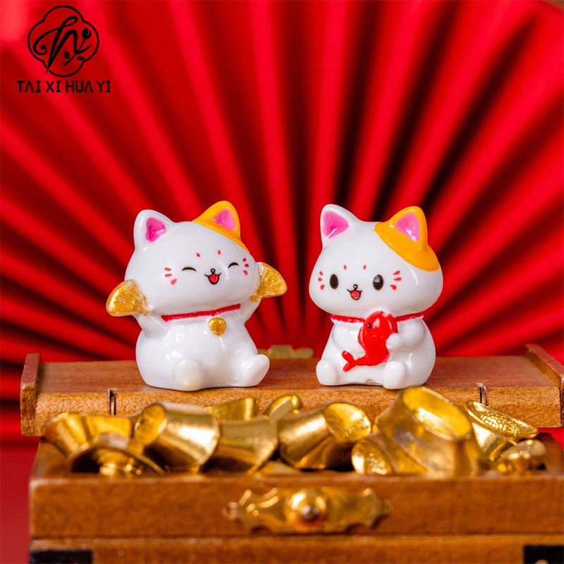Lucky Cat Ceramic Home Ornament Creative Japanese-style Fortune Cat Small Pocket Store Opening Event Gift Wholesale