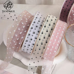 Spot 2.5cm star yarn with flower packaging ribbon polka dot snow yarn webbing bouquet bow ribbon