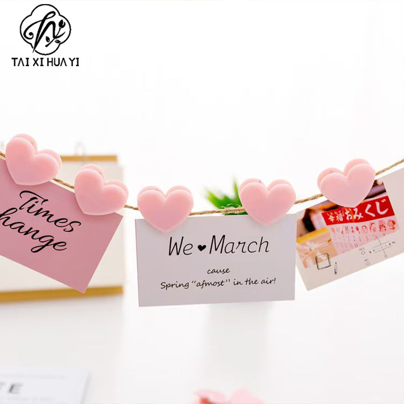 ins transparent mini love clip plastic test paper book folder heart-shaped decorative photo clip sticky note clip