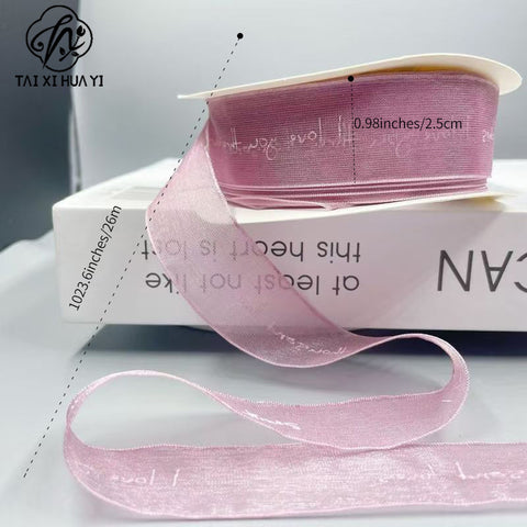 English alphabet transparent ribbon snow yarn belt chiffon webbing ribbon ribbon ribbon bouquet cake wrapping gift