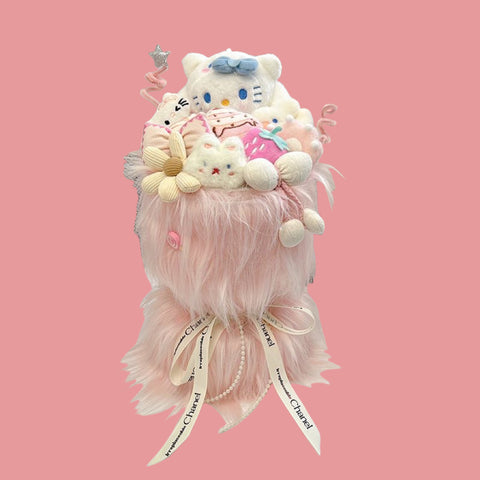Valentine's Day Sanrio Wool Plush Flower Bouquet-Everlasting Environment-Friendly Birthday Gift for Girls & Mother's Day