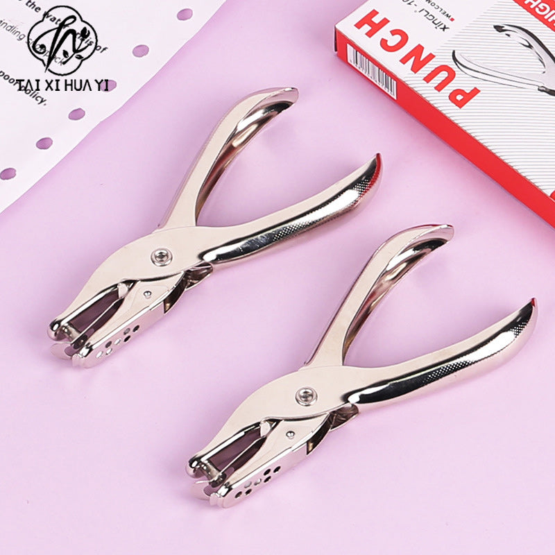 Hand-held hole punch, single-hole bean punching pliers 6mm round aperture, paper file, hand account, office stationery hole punching machine รูปสินค้ารอง