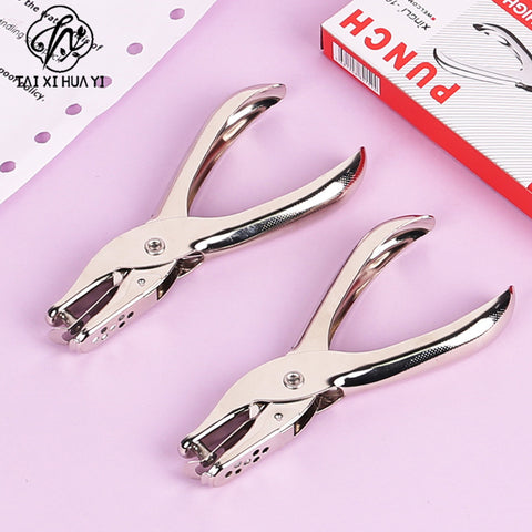 Hand-held hole punch, single-hole bean punching pliers 6mm round aperture, paper file, hand account, office stationery hole punching machine
