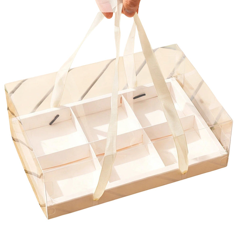 Portable Flower Cake Gift Box Transparent 6 Gongge Dessert Baking Packing Box 4 Gongge Mousse Cup Puff Cake Box