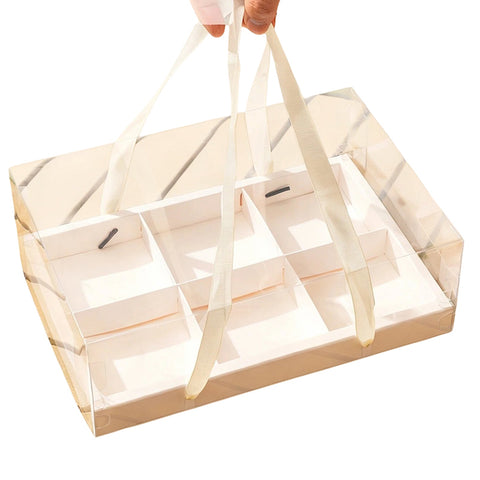 Portable Flower Cake Gift Box Transparent 6 Gongge Dessert Baking Packing Box 4 Gongge Mousse Cup Puff Cake Box