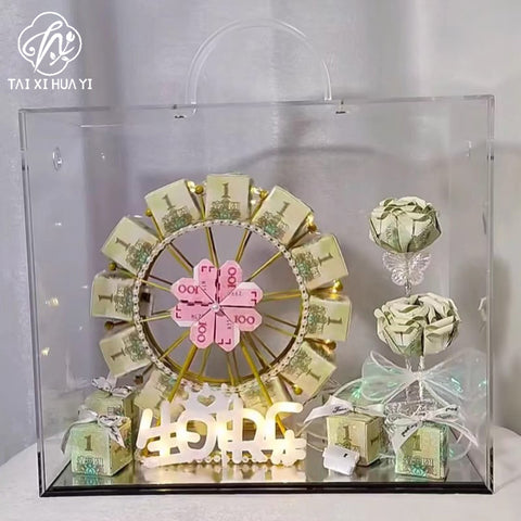 Internet celebrity smooth sailing handmade DIY sailing ferris wheel model rich flower housewarming gift floral tabletop ornament