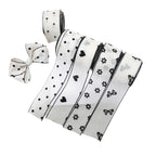 Flocking small flower bow polka dot yarn with hair accessories DIY handmade streamer polka dot black and white snow yarn with decorative streamer