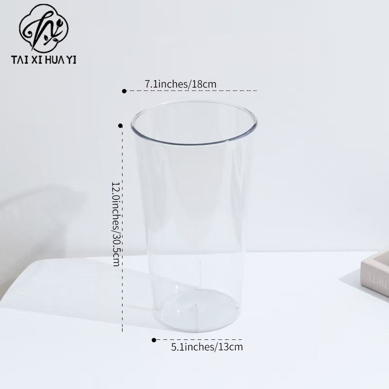 Round acrylic flower bucket household wake flower bucket flower shop special flower transparent bucket manufacturer plastic simple flower device