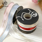 2.5cm English gold-foil ribbon, romantic love words, floral butterfly bouquet, ribbon, gift cake box, ribbon