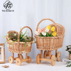 New rattan flower basket baby stroller flower basket flower arrangement flower decoration handmade DIY fruit basket materials