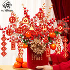 Year of the Horse Lucky Bucket Ornament 2026 Happy New Year Hug Bucket Lucky Fruit Red Fruit Living Room Decoration Spring Festival Atmosphere Decoration